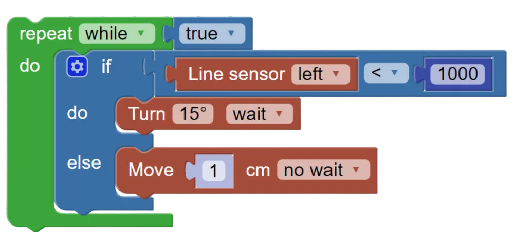 Block-based coding example using the line sensor